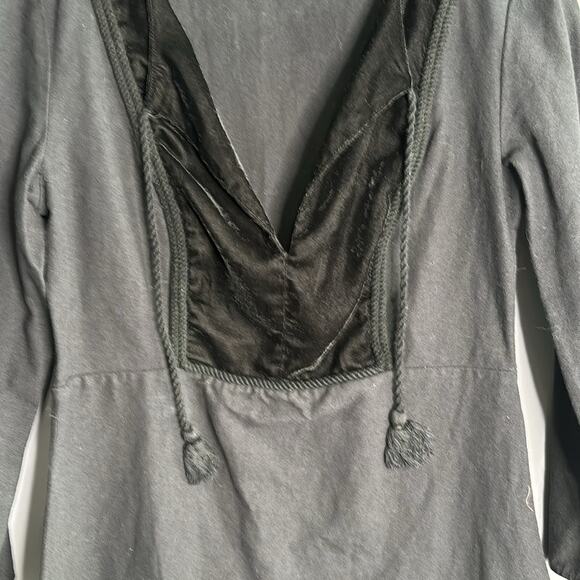 Zara Black Tunic Dress Velvet and Tassel Detailing Side Zipper Size Small - Picture 2 of 7